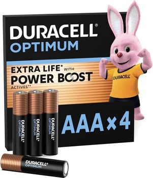 Щелочные батарейки Duracell Optimum AAA 1.5В LR6 4 шт (5000394158726)