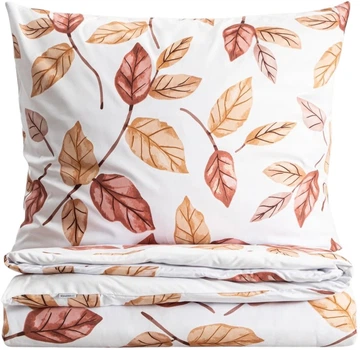 Komplet pościeli Homla Leafy Poszewka na kołdrę 220 x 200 cm + 2 poszewki na poduszki 70 x 80 cm z mikrofibry w motyw liści biały (5906496755859)