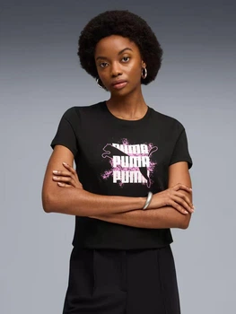 Футболка бавовняна жіноча Puma Graphics Logo Tee 69191001 S Black (4069161655692)