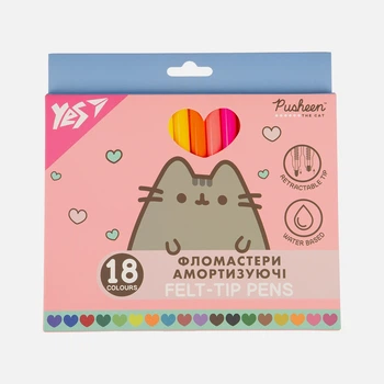 Фломастери Yes Pusheen 18 кольорів амортизуючі 650583