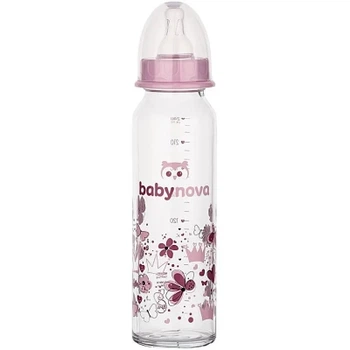 Пляшечка для годування Baby-Nova скляна Розова 240 мл (3960324)
