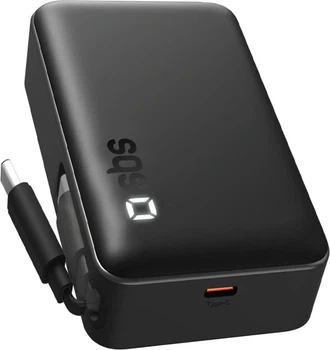 Powerbank SBS 10000 mAh 20W Retractable USB-C Cable Black (TEBBCT10000PDRETK)