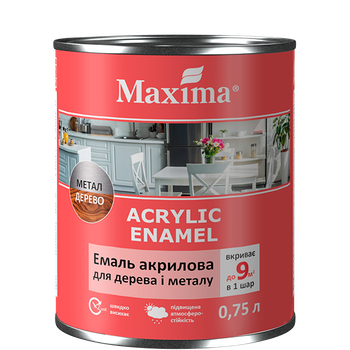 Емаль акрилова Maxima для дерева та металу 0,75л попеляста шовковисто-матова