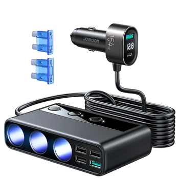 Автомобильное зарядное устройство Joyroom 9-in-1 5x USB-A/USB-C/3x Cigarette Lighter Socket 154W Black (JR-CL06)