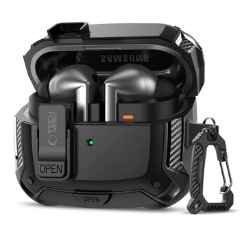 Чехол для навушників Tech-Protect Carbonox для Samsung Galaxy Buds 3 | 3 FE | 3 Pro Black with MagSafe (5906302333752)
