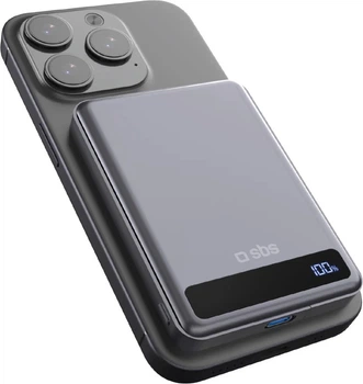 Powerbank SBS Qi2 Magnetic 5000 mAh 20 W Grey (TEBB4200SSBQI2)
