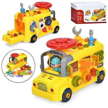 Игрушка автобус конструктор с подвижными деталями и инструментами KL YL517