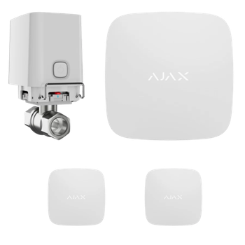 Комплект антипотоп 3/4" Ajax Hub 2, кран Ajax WaterStop, 2 датчика протечки Ajax LeaksProtect (White)