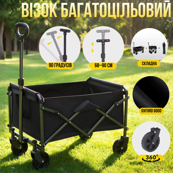 Тележка складная объём 68.5 л для перевозки вещей и продуктов,многоцелевая для походов в магазин,кемпинга,транспортировки и хранения ERK-501A