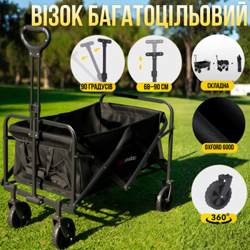 Тележка складная объём 68.5 л для перевозки вещей и продуктов,многоцелевая для походов в магазин,кемпинга,транспортировки и хранения ERK-502