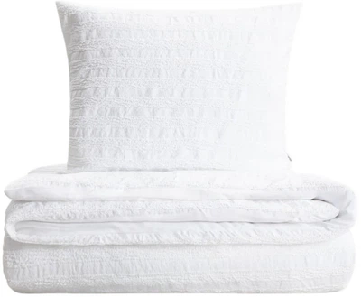 Komplet pościeli Homla Reya Poszewka na kołdrę 160 x 200 cm + 2 poszewki na poduszki 50 x 60 cm z mikrofibry z dekoracyjną teksturą biały (5906496767401)