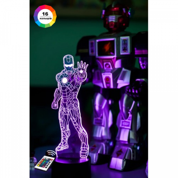 3D ночник подарочная ночная LED лампа светодиодный светильник Железный человек 1 с пультом ДУ 16 цветов адаптером на usb батарейках из акрила для дома спальни детской оригинальный романтический подарок парню мужу 3DTOYSLAMP