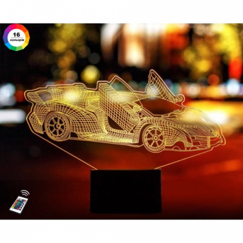 3D нічник подарункова нічна LED лампа світлодіодний світильник Автомобіль 39 з пультом ДК 16 кольорів адаптером на usb батарейках з акрилу для будинку спальні дитячої оригінальний романтичний подарунок хлопцю чоловіку 3DTOYSLAMP