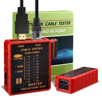 Тестер сетевого кабеля для локальной сети RJ45 и HDMI Кабель LAN Cat5 Тест диагностика витая пара NSS-681HDMI Красный