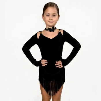 Сукня дитяча для бальних танців чорна Conny Black розмір 140 (00516-140)