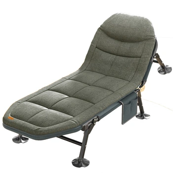 Раскладная кровать шезлонг 197х65х35 см WCG FB-S17+ матрас и подушка зеленое с металлическим каркасом до 150 кг