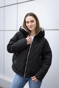 Демісезонна куртка Mila Nova К-315 50 чорний+молоко