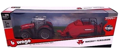 Traktor Bburago Massey Ferguson 8740S z balownicą 31667 (4893993316670)