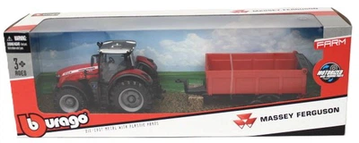 Traktor Bburago Massey Ferguson 8740S z przyczepą 31662 (4893993316625)