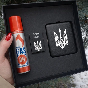 Подарочный набор для мужчины зажигалка газовая + портсигар именный комплект 3в1 с индивидуальной гравировкой корпоративный подарок военному
