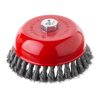 Щітка чашкова 150 мм, для КШМ, М14 (пучки крученого дроту) INTERTOOL BT-2150