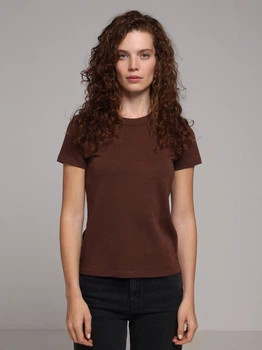 Футболка бавовняна жіноча Colin's CL1068567BRW XS Brown (8684890123685)