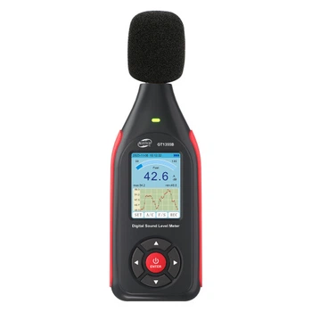 Вимірювач рівня шуму (шумомір) цв дисплей, фільтр А/С, USB BENETECH GT1355B