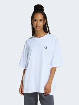 Футболка хлопковая оверсайз длинная женская Adidas Soft Side Oversized Graphic T-Shirt KA5091 XS White (4068814068544)