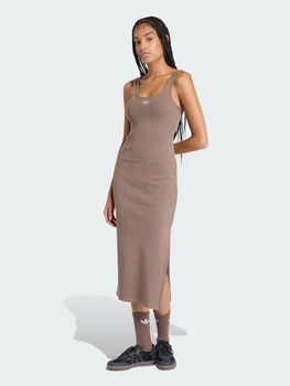 Плаття міді літнє жіноче Adidas Originals Essentials Rib Tank Maxi Dress Washed KE3167 XS Earth Strata (4068821219892)