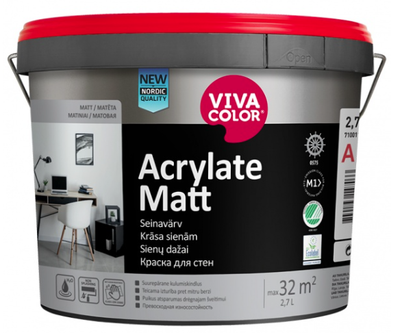 Зносостійка акрилатна фарба для стін VivaColor Acrylate Matt 9л