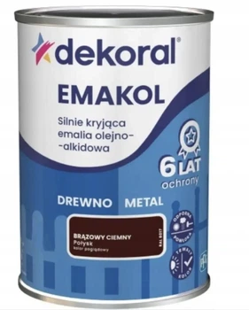 Эмаль для дерева и металла Dekoral Emakol коричневый темный глянец RAL 8017, 0.2л