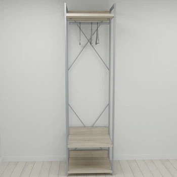 Шафа Гардероб Уні секція 1 серії Конект Ferrum-decor 220x60x50см Сірий метал ДСП Дуб Сонома 32 мм (FRD-104505)