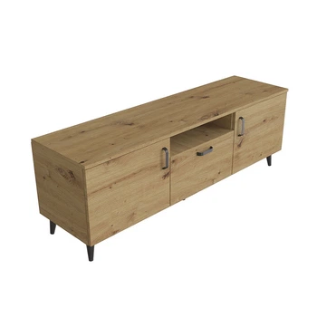 Тумба Лэстер на конусных ножках Ferrum-decor 48x139x38 Черный металл ДСП Дуб Артизан 16 мм (FRD-106808)