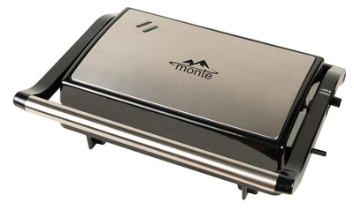Мини гриль Monte MT-3302 1000 Вт с мраморно-керамическими пластинами, раскрытие 180°, черный