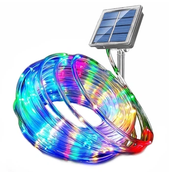 Аккумуляторная гибкая гирлянда 10м-100 LED трубчатая на солнечной батарее мультиколор MLT Solar Tube 100