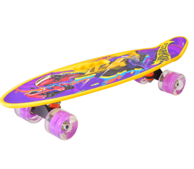Пенниборд Hot Wheels Страна Игрушек 195519, фиолетовый скейт с светящимися колесами, детский пенниборд Хот Уилс