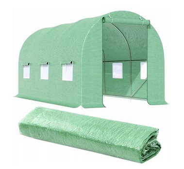 Пленка для теплицы 9 м² (4,5×2 м), 140 г/м², зеленая, с окнами