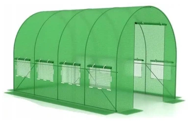 Садовая туннельная арочная теплица-парник 10 м² (2,5×4,5 м), полиэтиленовая, зеленая