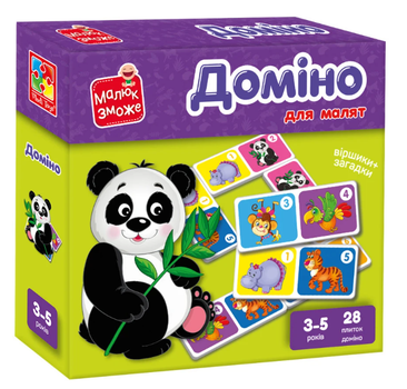 Дитяче доміно Зоопарк Vladi Toys VT2100-07, розвиваюча гра з тваринами для малюків від 3 років у коробці