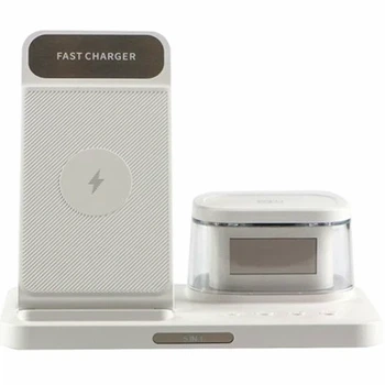 Бездротовий зарядний пристрій 15W 5in1 для смартфонів iPhone AirPods iWatch білий з кабелем Type-C