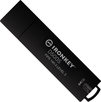 Флеш пам'ять USB Kingston IronKey D500S 64GB USB 3.2 Gen1 Black (IKD500S/64GB)