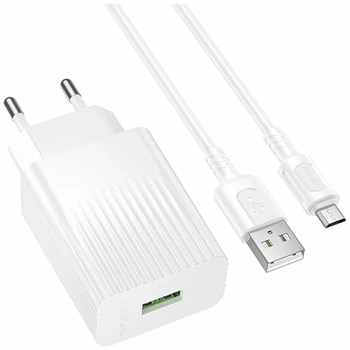 Сетевое зарядное устройство 18W USB QC3.0 100-240V Micro-USB Borofone BAS72A белый