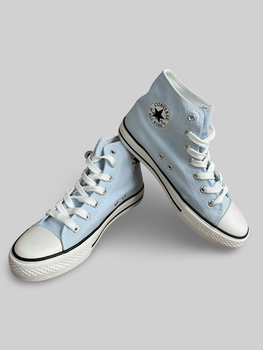 Женские кеды высокие с вышивкой Converse светло-синий 40