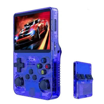 R36S Портативна ретро-гральна приставка — 3.5" дисплей, 3500 мА·г, USB, NES/SNES/GBA/PS1 ігри (синя)