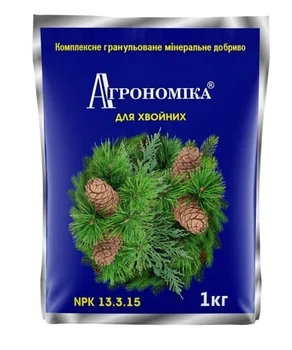 Минеральное комплексное гранулированное удобрение Агрономика для хвойных 13.3.15 безхлорное 1 кг
