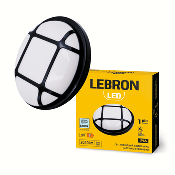 Настенно-потолочный LED светильник 20W для ЖКХ Lebron круглой формы 6500K влагозащищенный IP65 L-WLR-JZ-2065