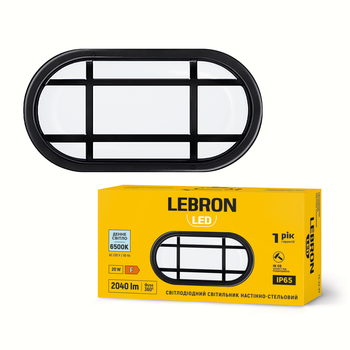 Настенно-потолочный LED светильник 20W для ЖКХ Lebron с овальным корпусом 6500K влагозащищенный IP65 L-WLO-JZ-2065