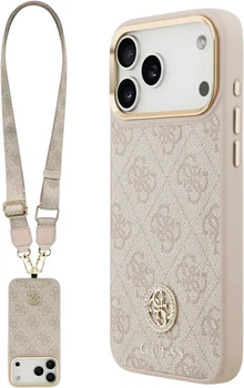 Etui Guess 4G Strass Logo & Big Strap Metal Buttons MagSafe do Apple iPhone 17 Pro Max Pink (GUHMP17XP4G4DCSP)