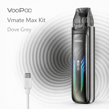Pod система Voopoo Vmate Max Dove Grey ВуПу Вмейт Под система електронна сигарета 1200 мАг Дав Грей 30 Вт та 3.0 Ом дисплей з LED-підсвічуванням сіра