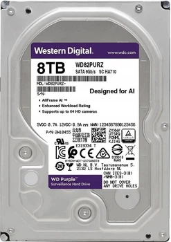 Жорсткий диск Western Digital Purple 8TB 256MB 7200rpm WD82PURZ 3.5" SATA III (б/в)